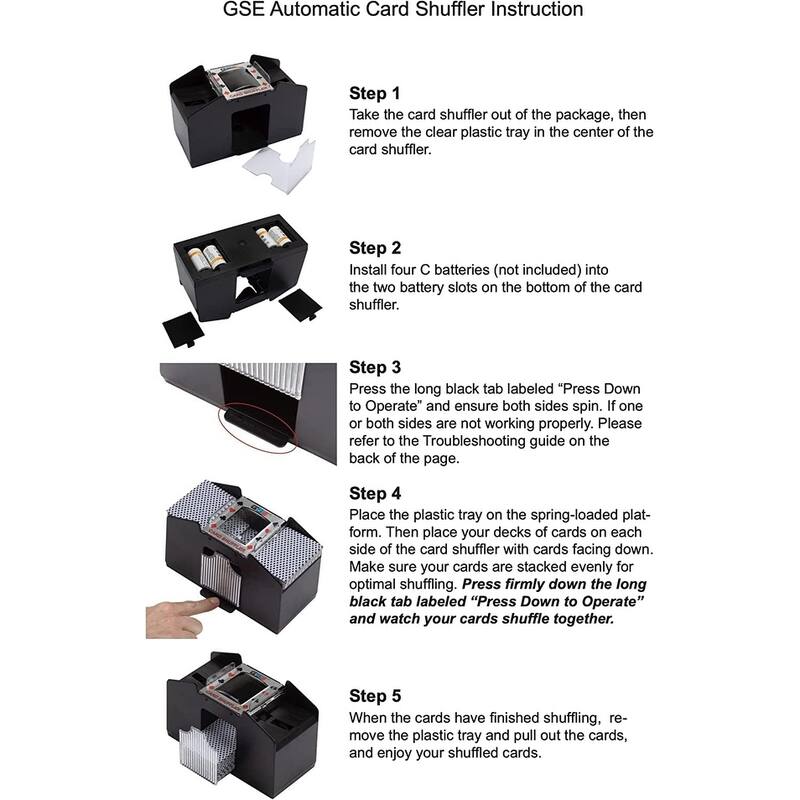 GSE™ 6-Deck Casino Automatic Card Shuffler. Battery-Operated Electric Shuffler Machine for Card Games - 4-Deck