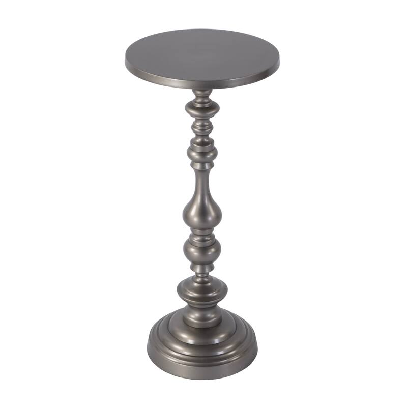 Mario 10 in. W Round All Metal Pedestal Base End Table - Nickel Plated