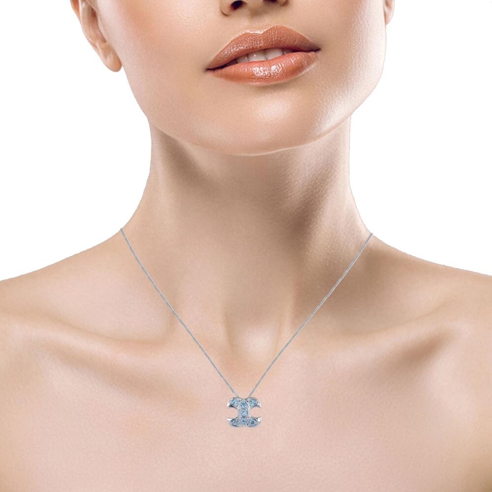 A Lovely Long Chain Pendant Necklace Set For Women A Vintage Vibe Orchid Jewelry 0.2 Ctw Natural Round Blue Topaz Sterling Silver Pendant Necklace With an 18 Inch Chain