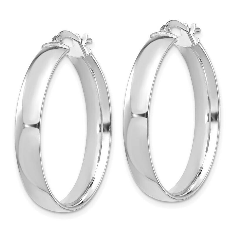 Curata 14k White Gold High Polished Hoop Earrings