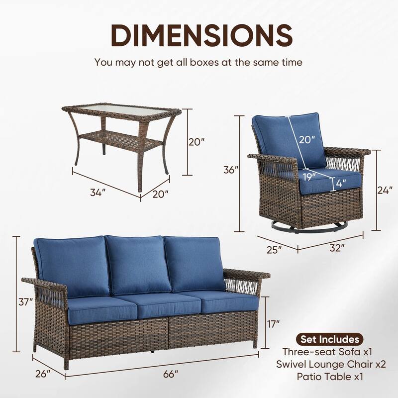 Gymojoy Patio Furniture Set with Professional Outdoor Cushions