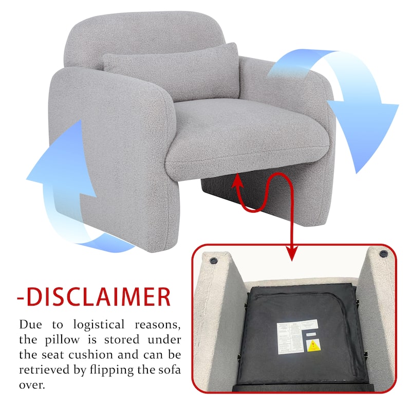 Minimalist Single Sofa Chair Accent Chair with Armrests, Armchair Lounge Chair Gray Leisure Chair Reading Chair
