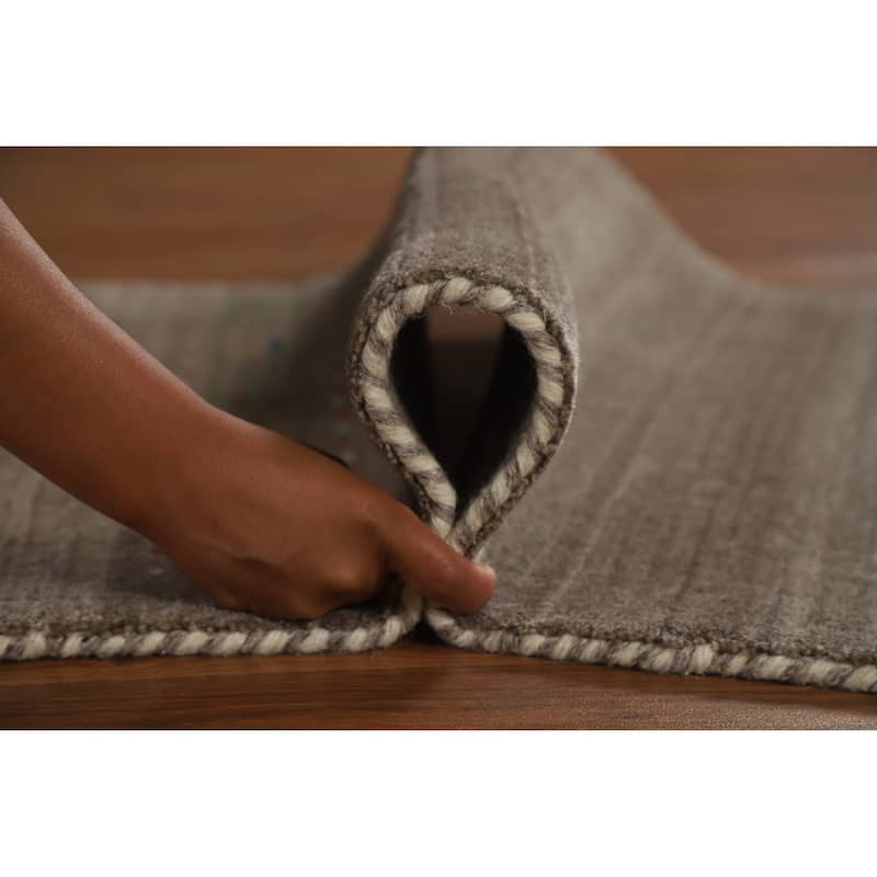 Gabbeh Indian Runner Rug Hand-Knotted Oriental Grey Wool Carpet - 2'4" x 9'9"