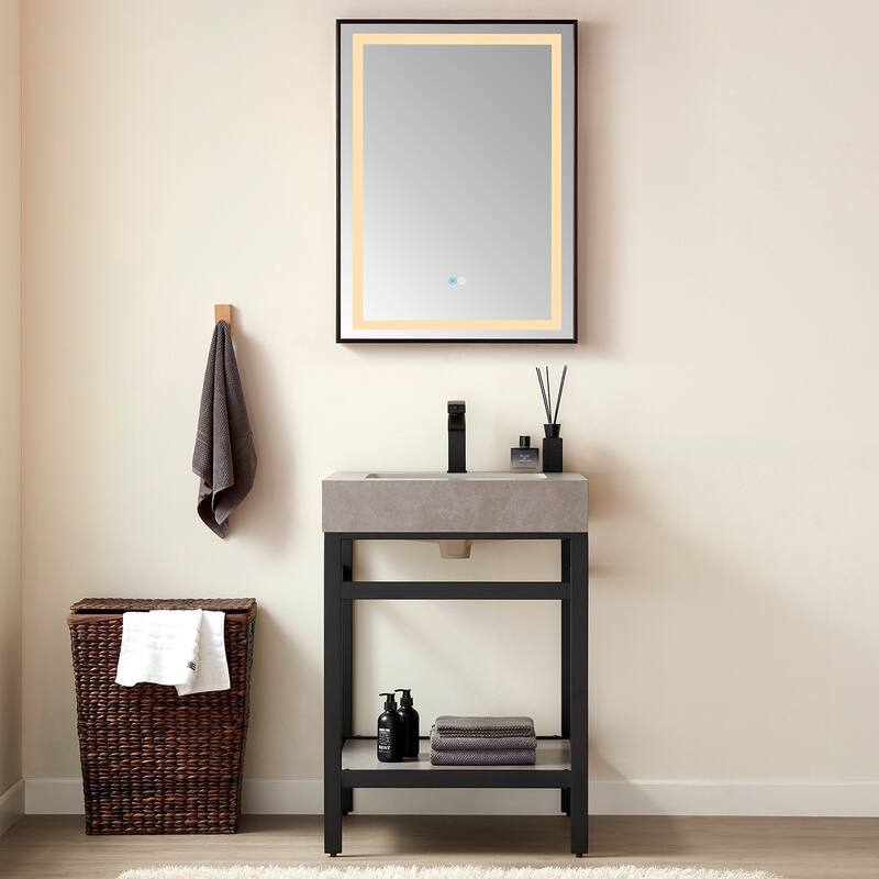 24" Rectangular LED Lighted Accent Bathroom/Vanity Wall Mirror - 24