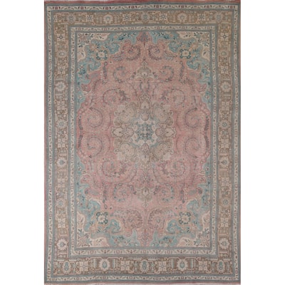 Distressed Tabriz Persian Vintage Area Rug Handmade Wool Carpet - 7'9"x 10'10"