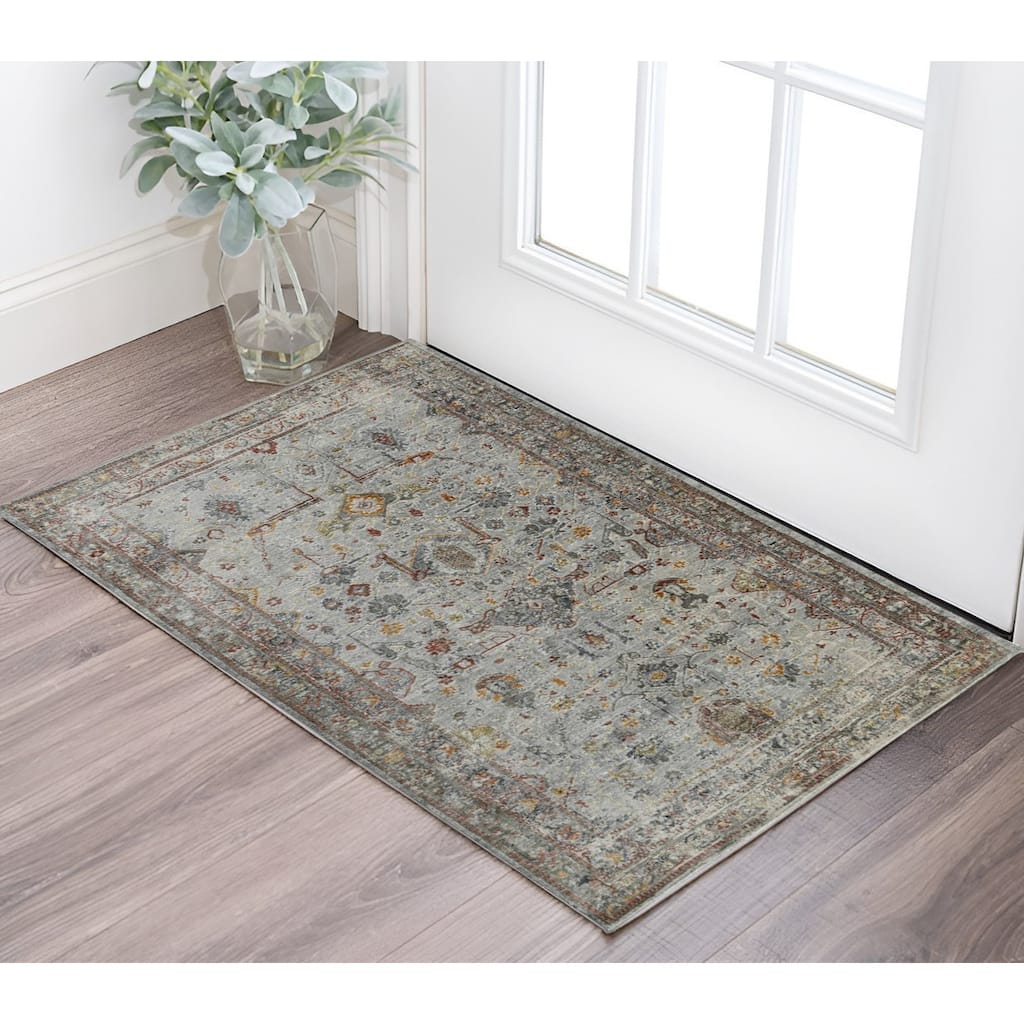 HomeRoots Medallion Transitional Rectangle Area Rug