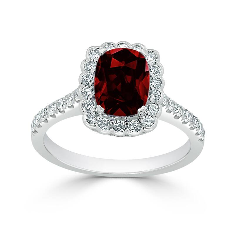 Auriya Vintage 1 1/3ct Cushion-cut Garnet Halo Diamond Engagement Ring 1/2ctw 14k Gold