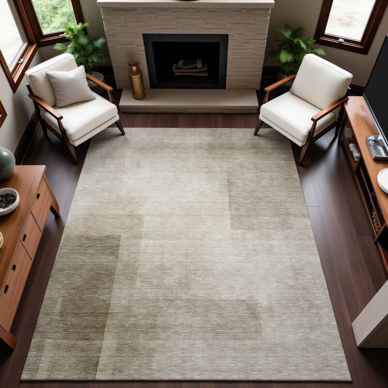 Premium Washable Super Soft Abstract Solid Mayfield Rug - Khaki - 9' x 12'