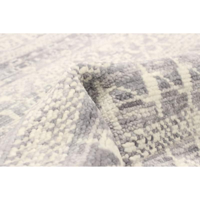 ECARPETGALLERY Hand-knotted Silk Shadow Dark Grey Wool Rug - 3'6 x 5'11