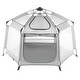 preview thumbnail 1 of 8, Grey Oxford Cloth Baby Playpen with Canopy, UV Shade and Mesh Sides - 59.8” L x 59.8” W x 37.0” H Grey