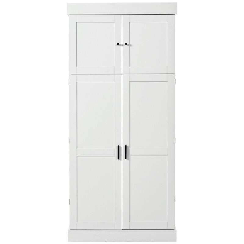 Freestanding 77"Tall Kitchen Pantry with Adjustable Shelves,Door Shelves, Drawers and Wine Racks