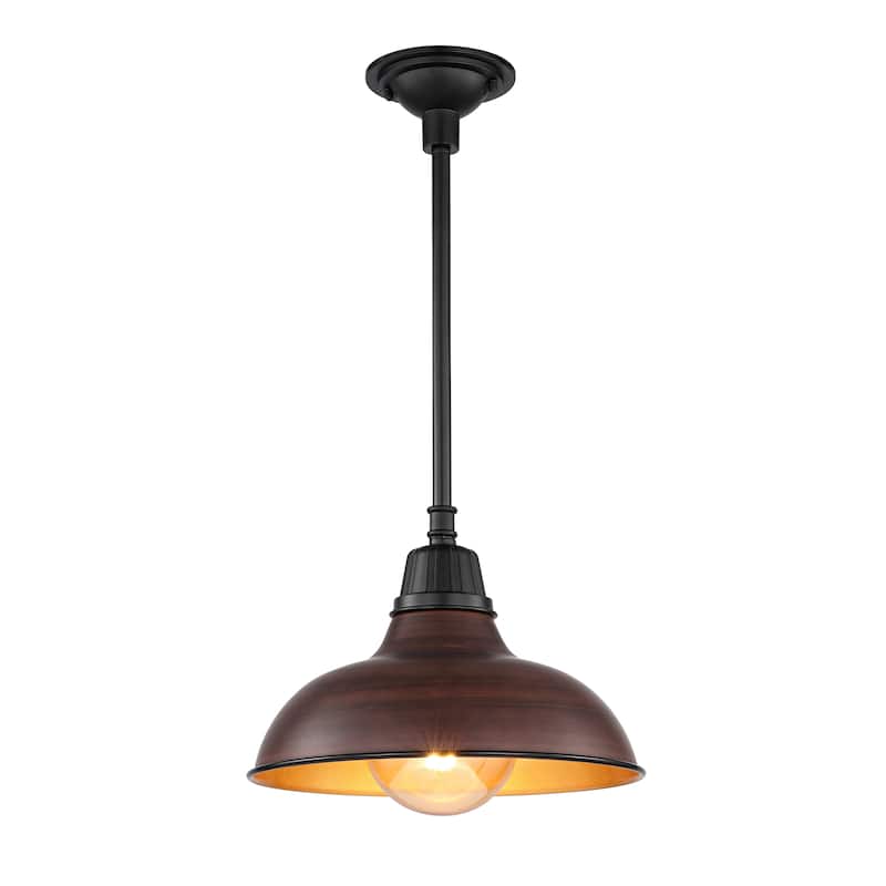 12.25" 1-Light Indoor/Outdoor Iron LED Pendant, by JONATHAN Y - 12.25