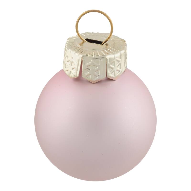 2-Finish Glass Christmas Ball Ornaments - 1" (25mm) - Baby Pink - 24cy