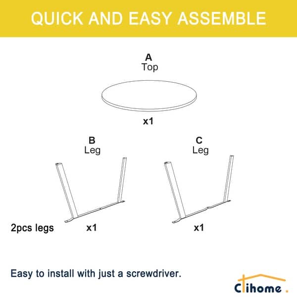 dimension image slide 8 of 10, Clihome Weather Resistant Round Steel Patio Large Coffee Table