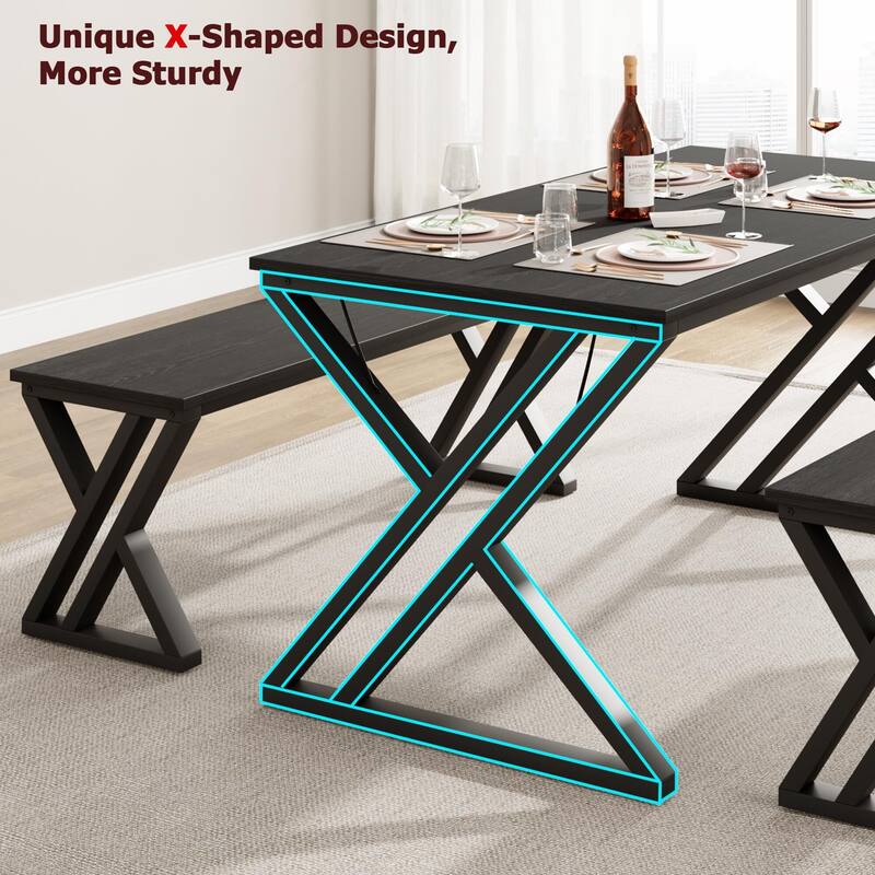 Dining Table Benches Set for 4