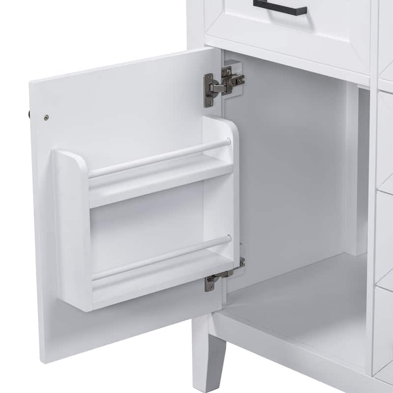 30 inch Freestanding Bathroom Vanity Set in White with Integrated Ceramic Sink - 30'' x 18''