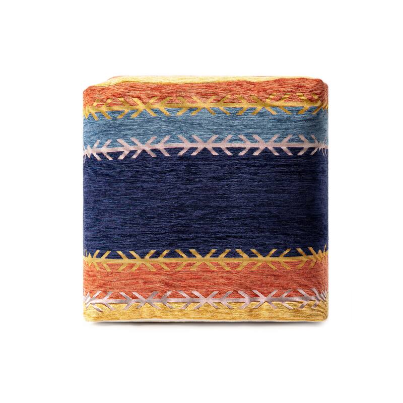Sevita Multi Bohemian Striped Polyester Blend Pouf - 18" x 18" x 18" - Multi