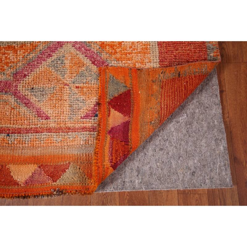 Orange Oushak Turkish Vintage Runner Rug Handmade Wool Carpet - 3'1"x 10'11"