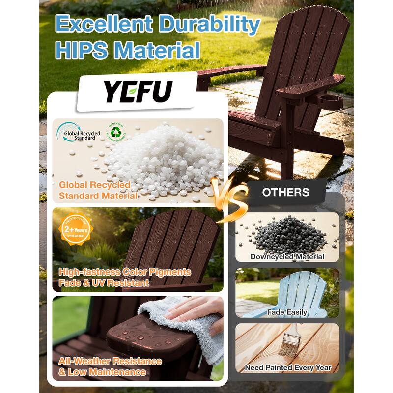 WINSOON All Weather HIPS Outdoor Plastic Adirondack Chairs Set of 4