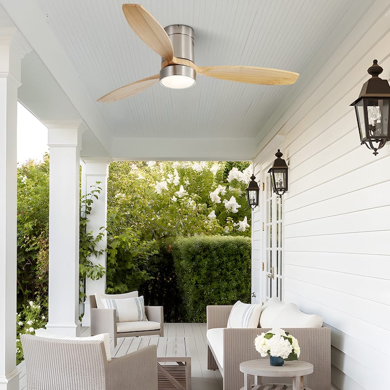 Sofucor 52 Inch Flush Mount Ceiling Fan with Remote, Reversible Motor,Integrated Light Optional