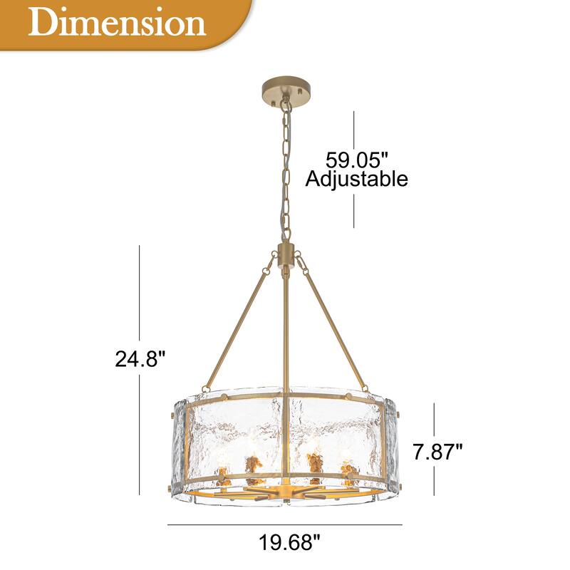 Starsky 6-Light Modern Drum Textured Glass Kitchen Island Chandelier