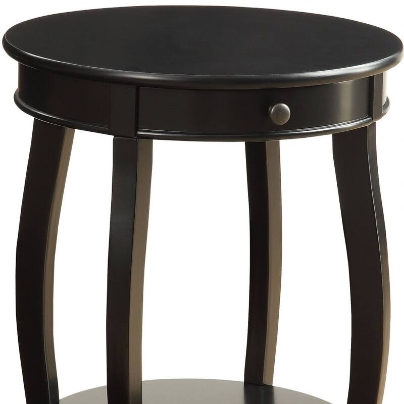 24" Solid Wood Round End Table with Storage Shelf and Drawer for Living Room or Home Decor - 18"L X 18"W x 24"H