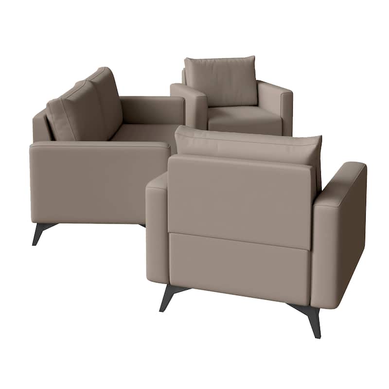 3-Piece Sofa Set Upholstered in Leather Inno Series by LeisureMod