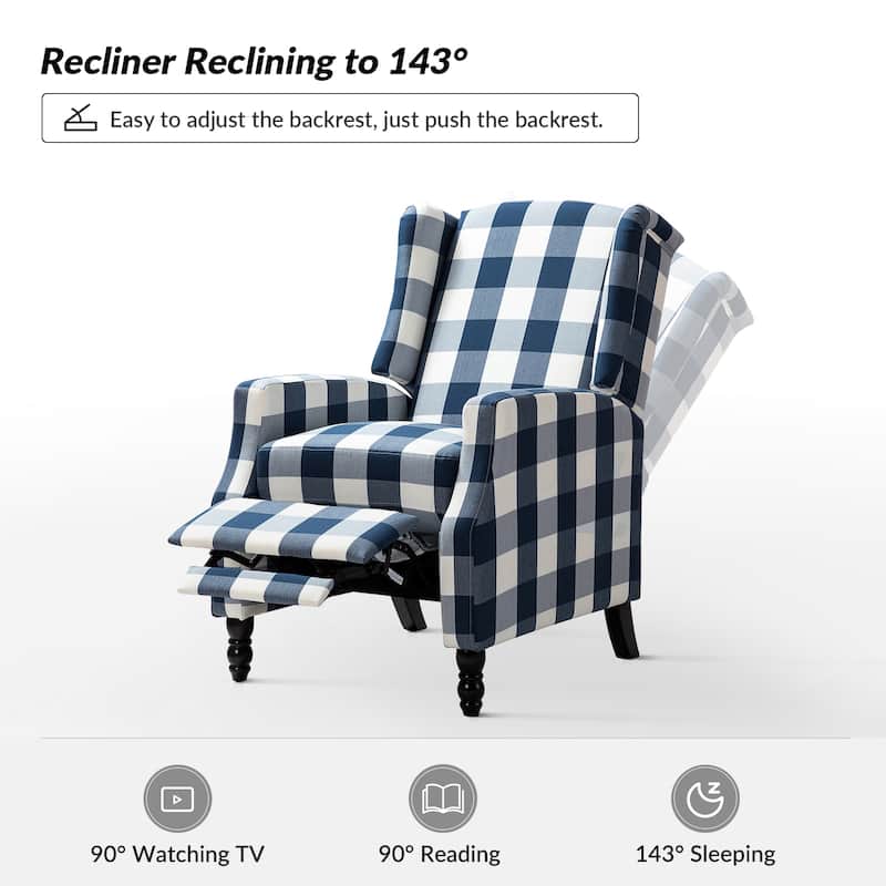 Damaris Mid-Century Modern Manual Pushback Recliner with Wingback Design Set of 2 by HULALA HOME