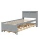preview thumbnail 26 of 39, Twin Bed with USB, Type-C Ports, LED Lights & Trundle - Bookcase Headboard