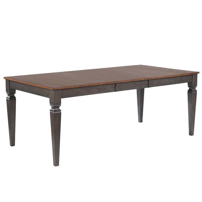 Expanding Dining Table Set - 6-8 Seater with Chairs & Buffet - Distressed Brown Wood Finish