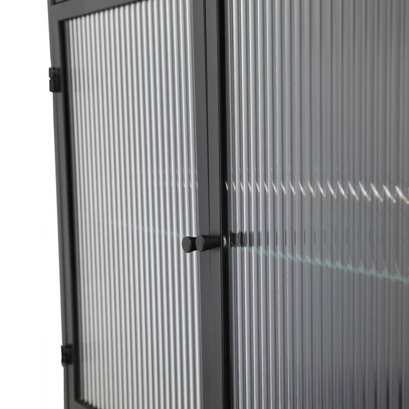 Versatile Wall-Mounted Metal Cabinet with Tempered Glass Doors and Shelves for Various Rooms