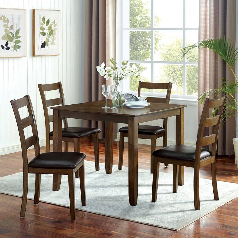 Transitional Style 5pc Dining Table Set 1x Dining Table,4x Chairs Padded seat Wooden Top Table Walnut And Dark Brown Finish - Dark Brown,Walnut