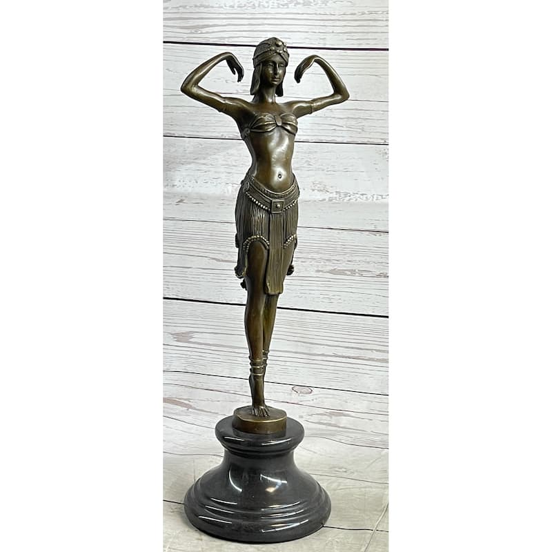 Illusion Of Virtue By Dimitri Chiparus Art Deco Bronze Sculpture Statue Belly Dancer
