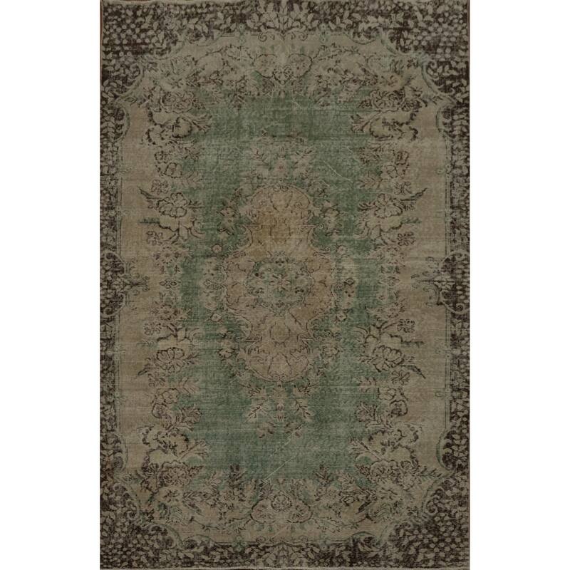 Hand Knotted Oriental 100% Wool Carpet Transitional Floral Beige & Ivories Anatolian Area Rug - 8' 7'' X 5' 7''