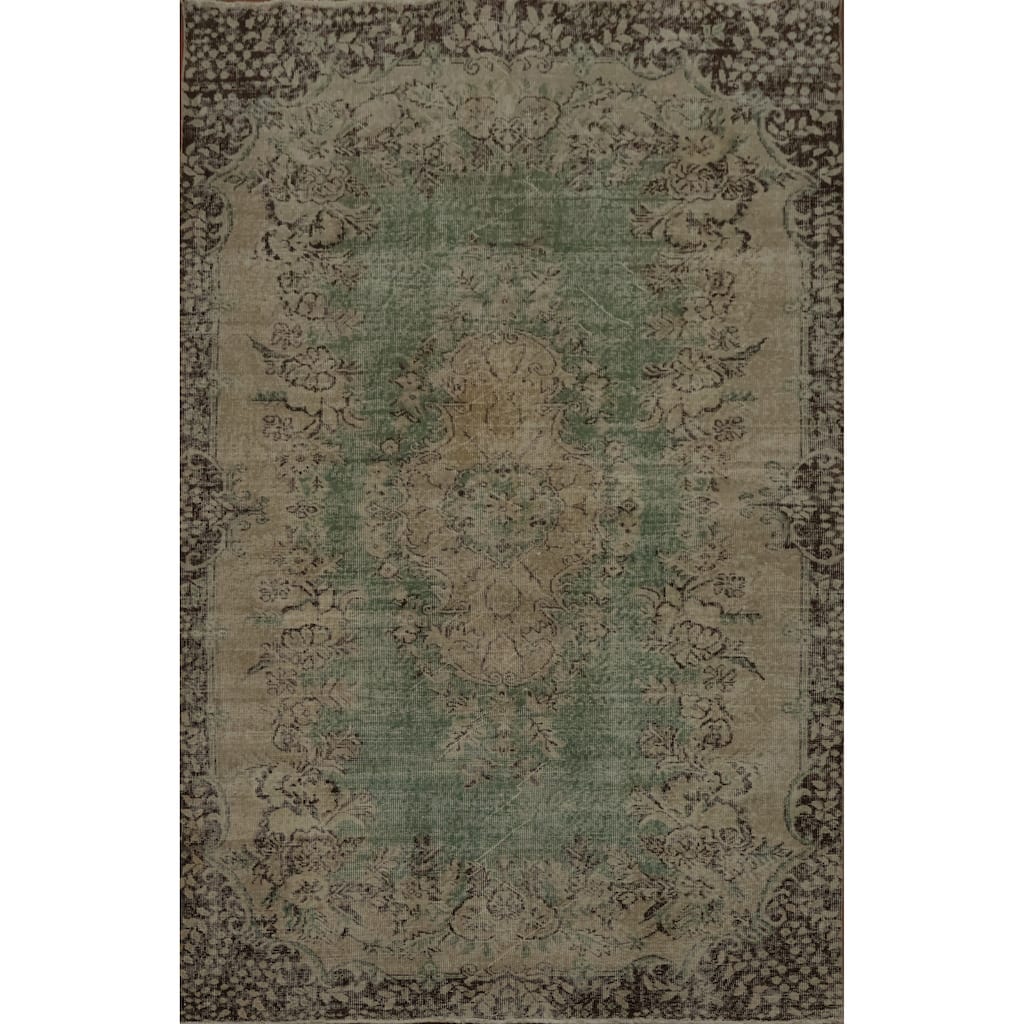 Hand Knotted Oriental 100% Wool Carpet Transitional Floral Beige & Ivories Anatolian Area Rug - 8' 7'' X 5' 7''