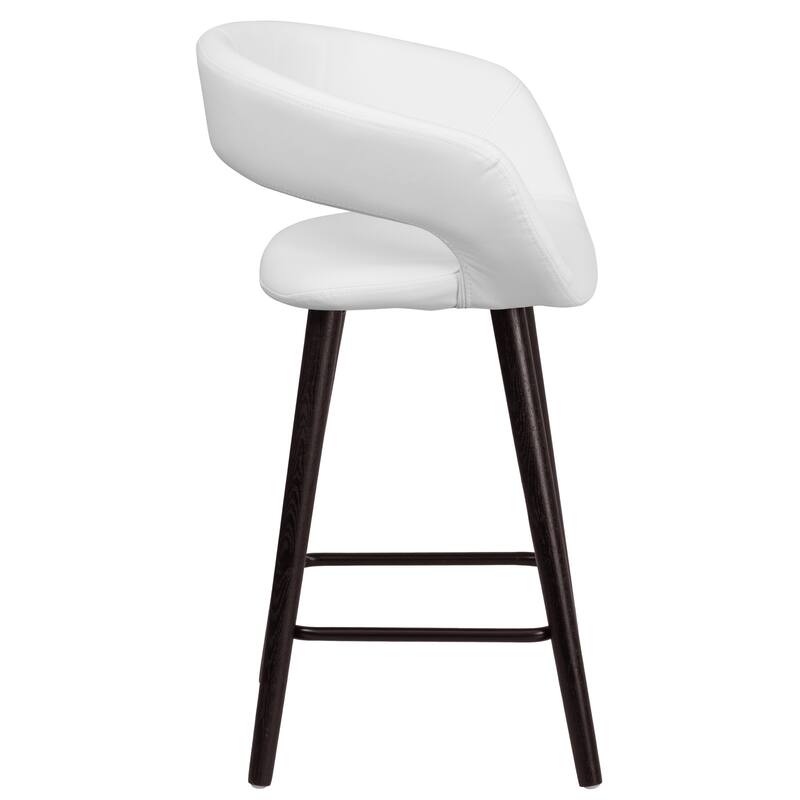 2 Pk. 24'' High Contemporary Vinyl Stool with Wood Frame - 22"W x 19"D x 33.25"H - 22"W x 19"D x 33.25"H