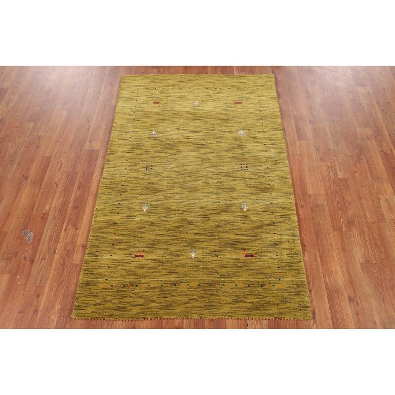Tribal Gabbeh Indian Accent Rug Handmade Wool Carpet - 3'2" x 4'11"