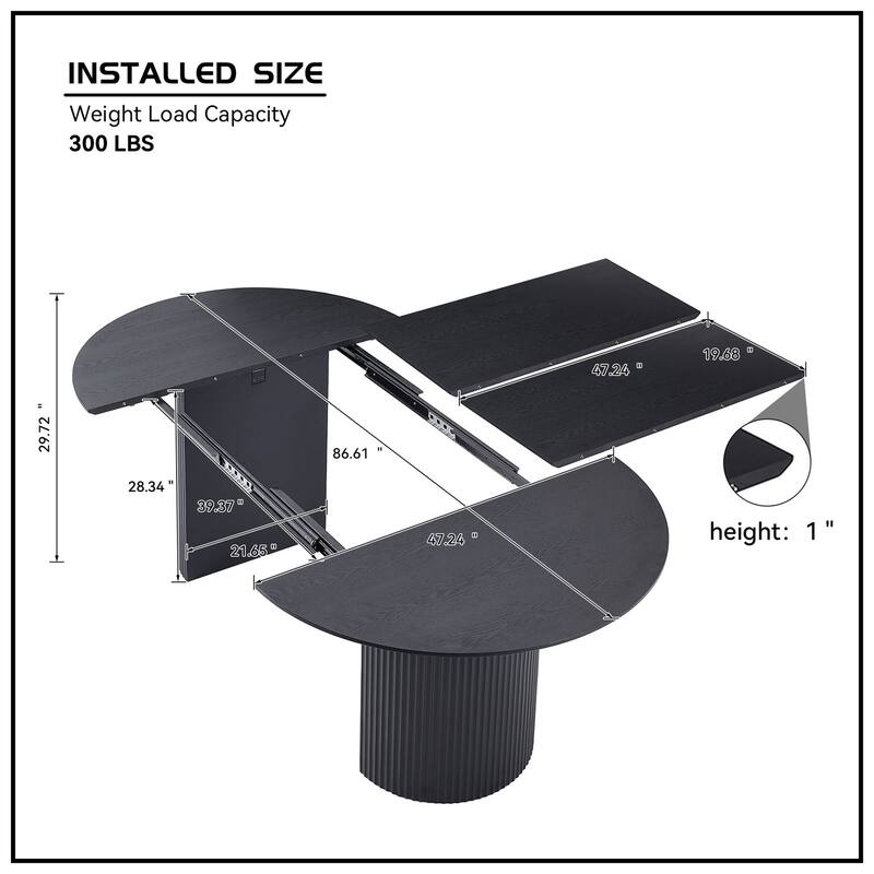 Expandable Dining Table,Solid Top Extending Table Modern Kitchen Table
