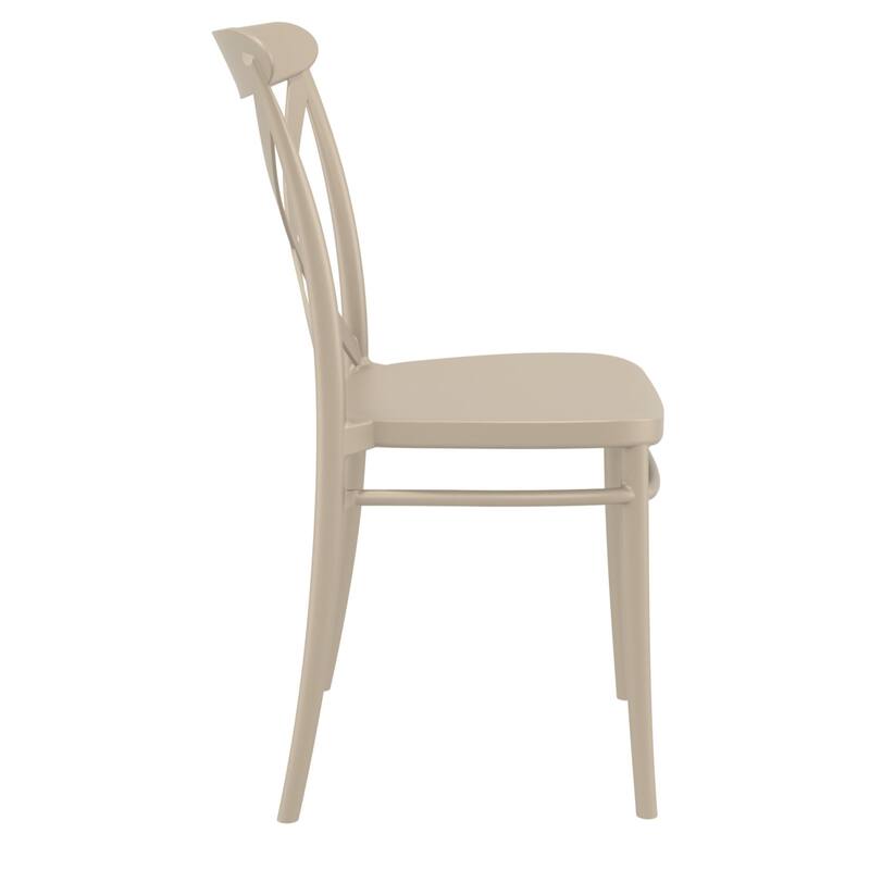34.25" Taupe Brown Patio Cross Armless Dining Chair