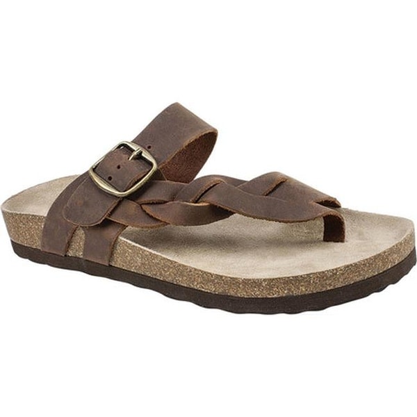 White Mountain Women's Honor Thong Sandal Brown Leather