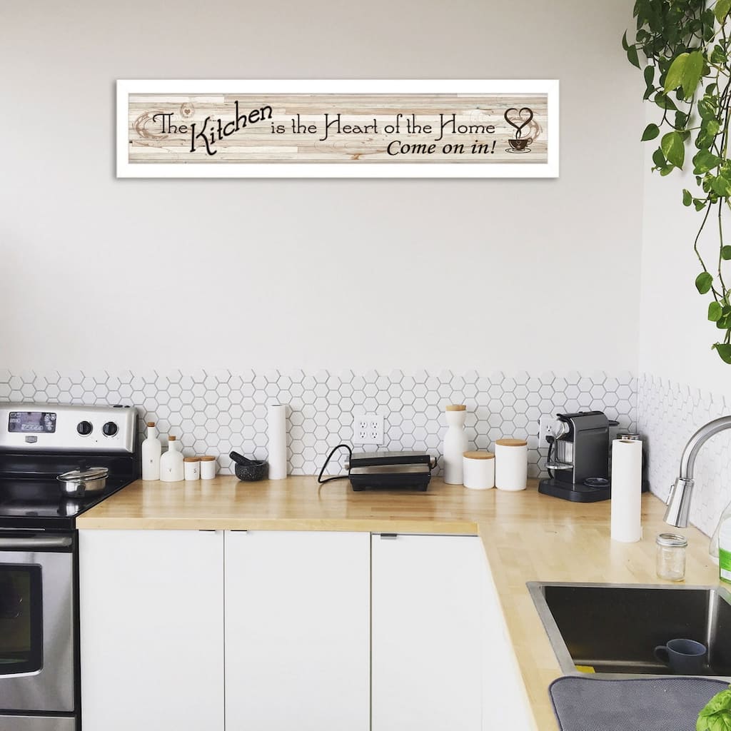 TrendyDecor4U Farmhouse "Kitchen Is The Heart of The Home" Framed Print Wall Art by Millwork Engineering - Earthtone