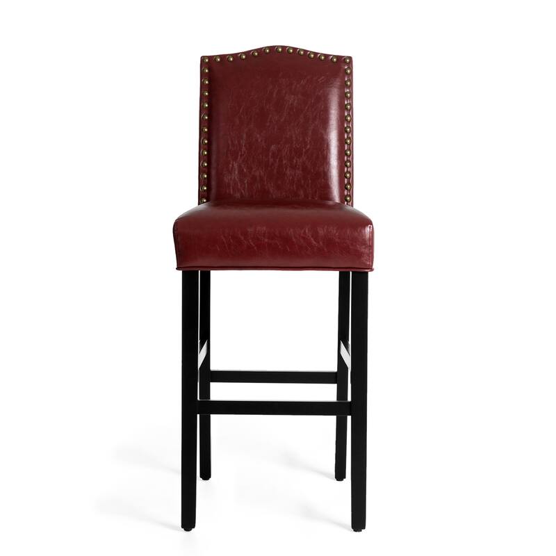 Glitzhome Set of 4 45"H PU Riveted Upholstered Pub/ Bar chairs Bar Stools