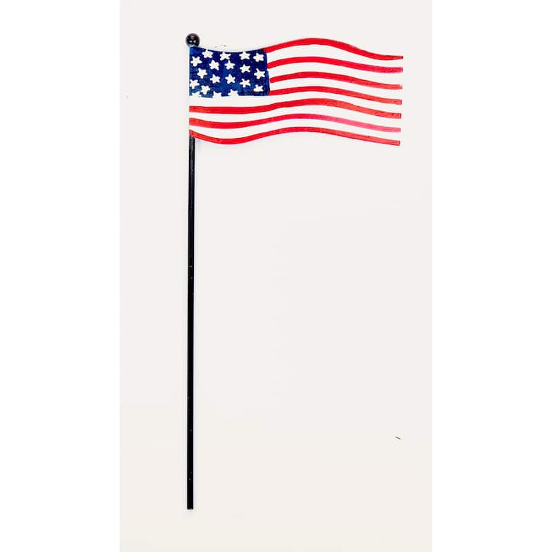 2.5" Iron Americana Flag on 10" Planter or Garden Floral Stake, Set of 5