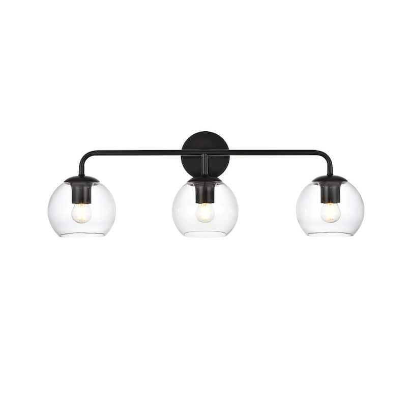 Genis 1 Light Black and Clear Bath Sconce - Black - 28
