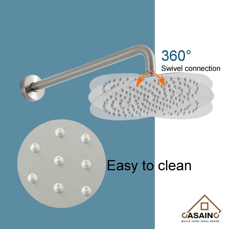 1-Spray Patterns with 1.8 GPM 10 in. Wall Mount Round Fixed Shower Head - 10 inch
