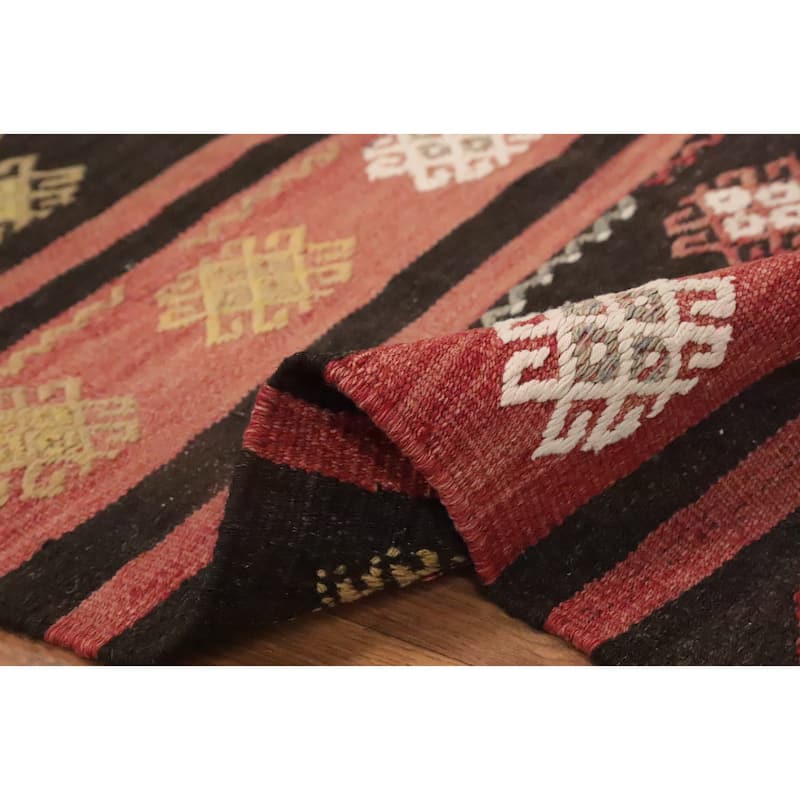 Hand Woven Oriental 100% Wool Carpet Southwestern Tribal Oranges & Rust Kilim Area Rug - 9' 4'' X 6' 1''