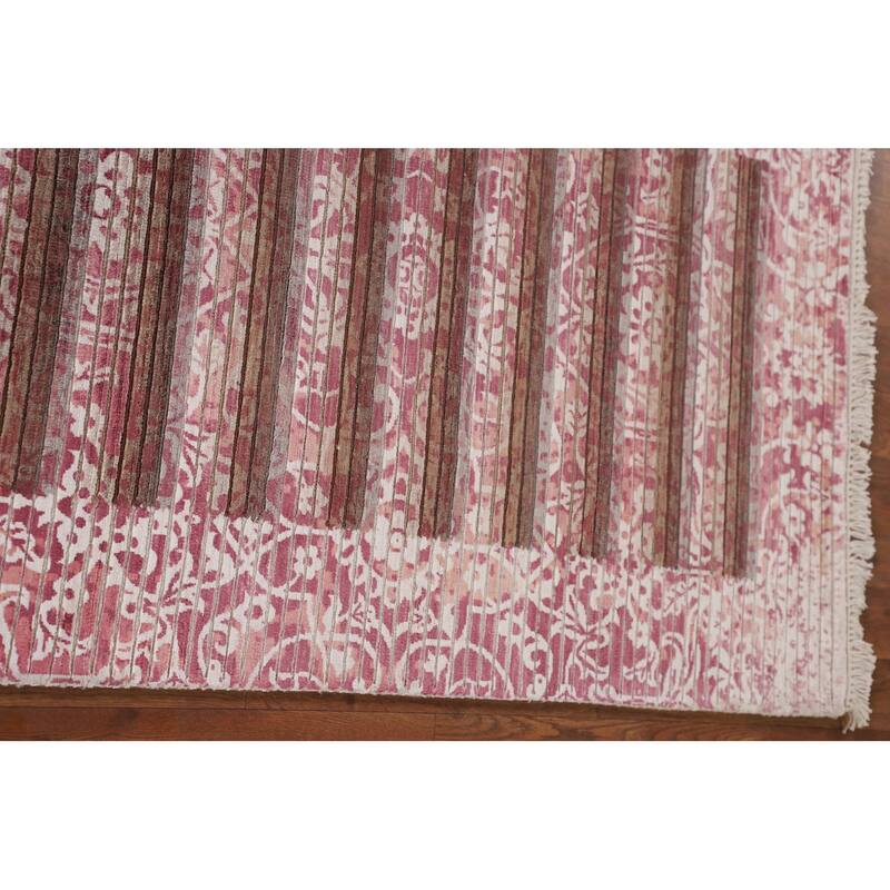 Striped Modern Abstract Oriental Accent Rug Handmade Wool Carpet - 2'7"x 4'10"