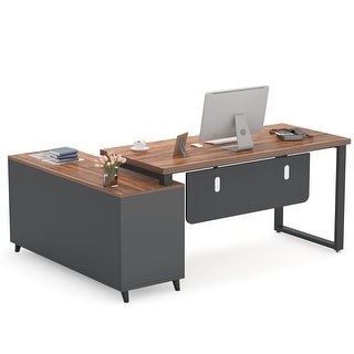 L Shaped Desk Executive Office Desk with Drawer Cabinet - Bed Bath ...