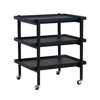 Rubberwood 3-Tier Bar Cart on Casters with Removable Tray/Shelf - 18.5"L x 23.62"W x 26.38"H
