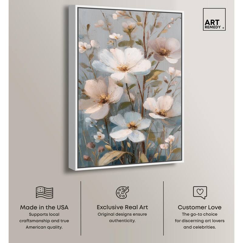 Vintage White Meadow Canvas by Art Remedy